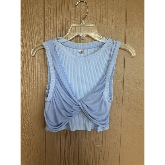 Free People Tops - Free People Intimately High Neck Tank Top Asymmetrical Blue Size Large Twist Top